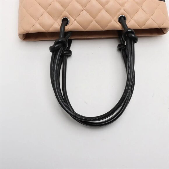 Chanel Cambon Line Lambskin Tote bag Beige x black - Picture 5 of 14